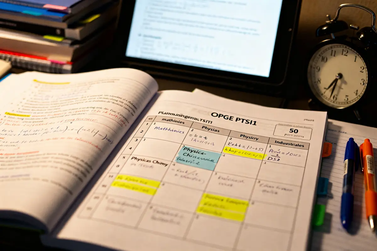 Exemple de planning CPGE PTSI1 : Organiser sa prépa efficacement