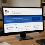 Ordinateur affichant le portail des téléservices de l'éducation nationale, accès aux services en ligne.